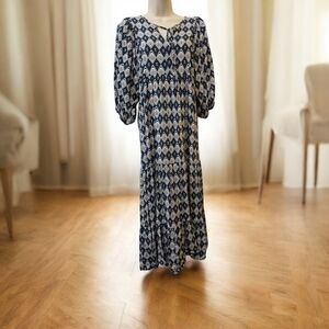 Navy Geometric Maxi Dress